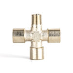 Kreuzverbinder mit 3x Innengewinde Kreuzstück 1/8" | Messing vernickelt