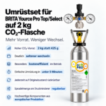 Umrüstset für Brita Yource Pro Top/Select auf Mehrwegflasche (z.B. 2kg/3kg/6kg usw.). Optional: inkl. 2kg CO2-Flasche